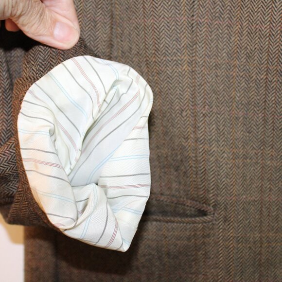 Houndstooth Blazer Brown Patches on Elbows Size 40 Slim 100% Lamb's Wool - Picture 6 of 13